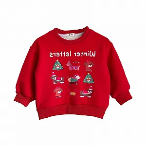 Світшот для дівчаток з принтом, з довгими рукавами, круглий виріз, м’який, повсякденний - Фото 1