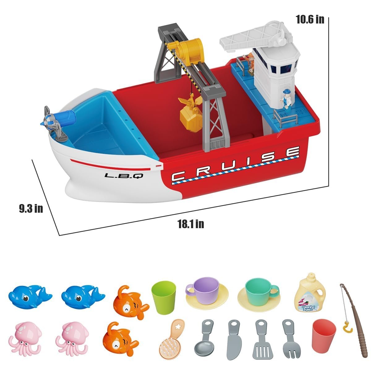 Іграшка для ванни Човен Fisca з рибками та інструментами, фото №6