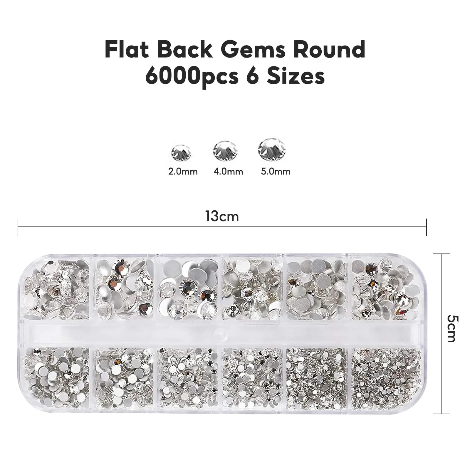 Кришталеві стрази круглі 6000 шт. (2-4 мм) AB, з плоскою задньою частиною, з пінцетом для рукоділля, фото №2