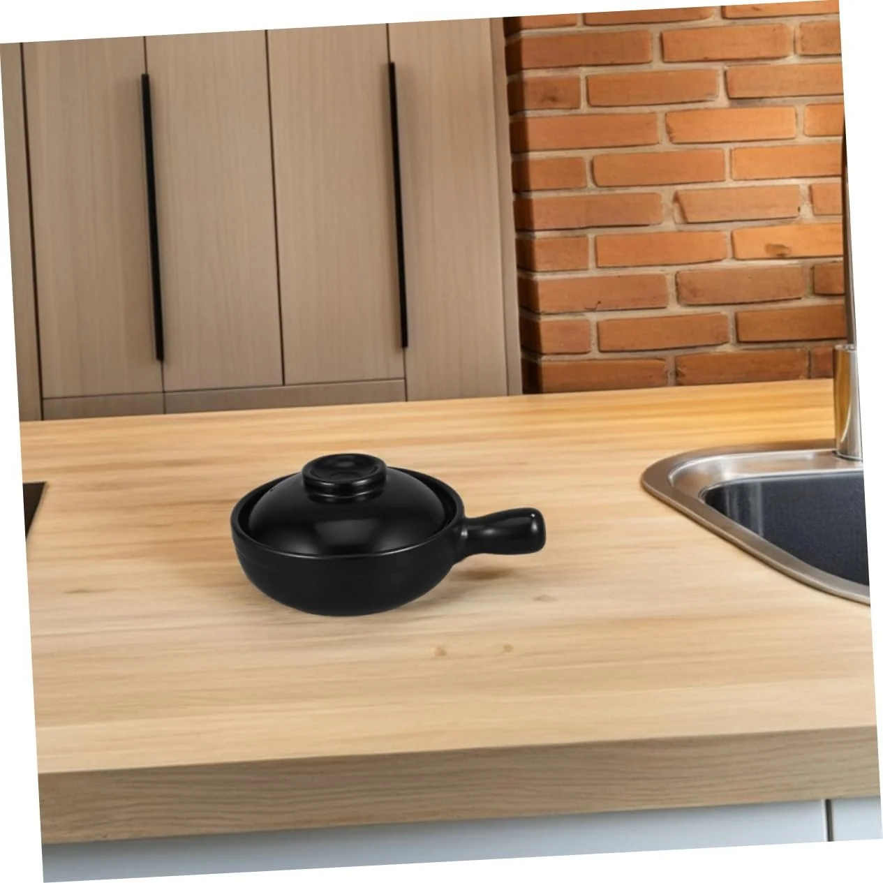 Горшок глиняный 600 мл с крышкой жаропрочный натуральная глина, фото №5