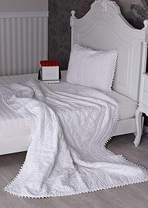 Покривало на ліжко Кантрі Хаус Плед "Villa Blanc" 140 x 200 см, Білий Вінтажний Бавовняний Palazzo Exclusive synthetic.ua - Фото 1