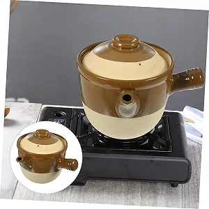 Кастрюля-горшок Традиционная глиняная с крышкой термостойкая 2 л synthetic.ua - Фото 1