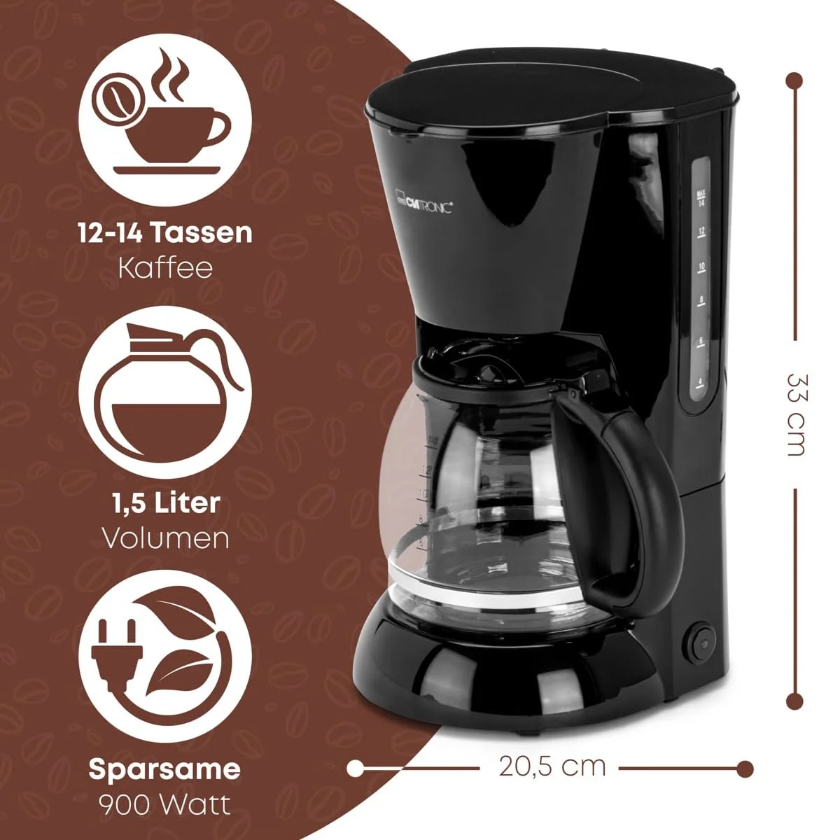 Капельная кофеварка Clatronic KA 3473 900 Вт Черная, фото №2