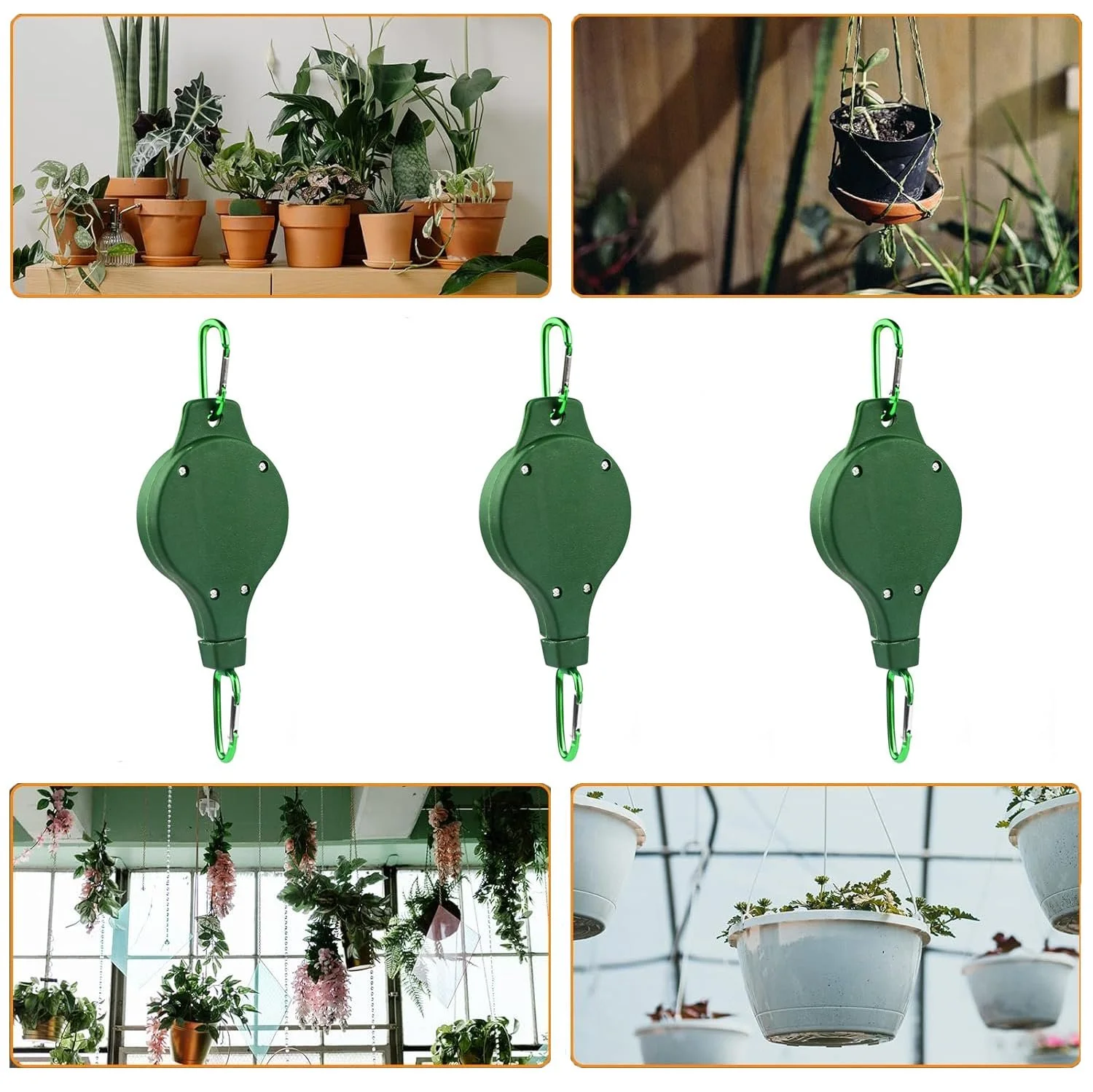 Підвіси для рослин висувні 3 шт зелені, фото №6 Підвіси для рослин висувні 3 шт зелені, фото №6
