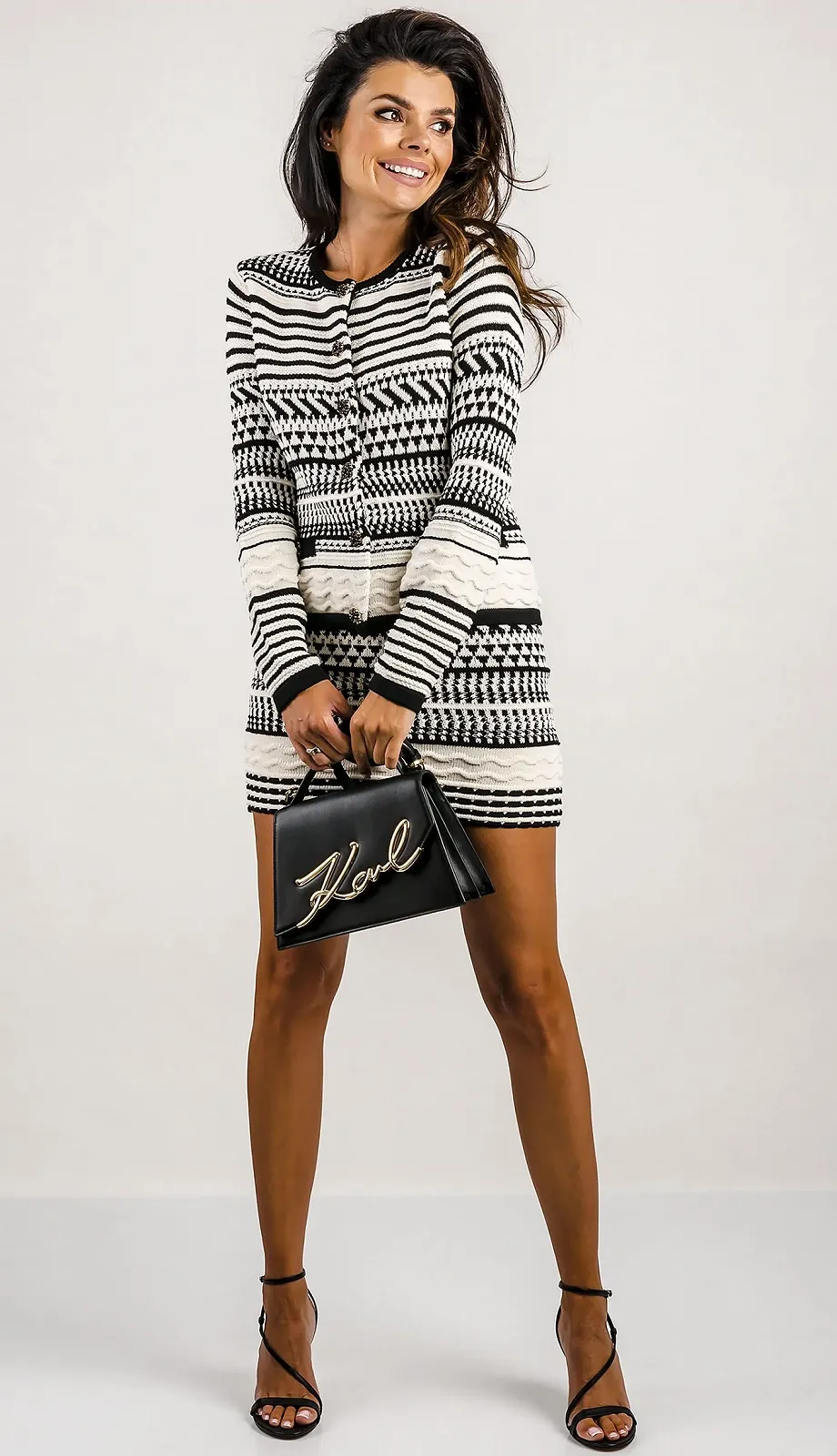 Жіночий кардиган Guess by Marciano у стилі Шанель Біло-чорний - M, фото №3