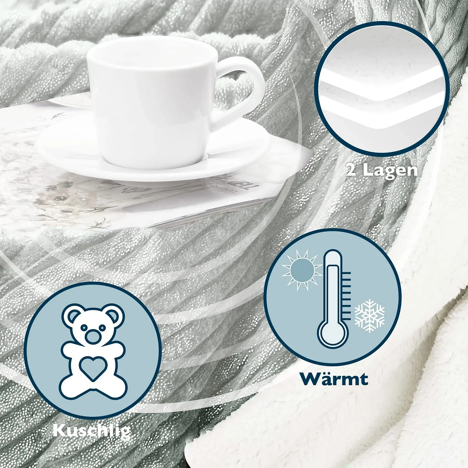 Одеяло Тип Beautissu Elisa Уютное одеяло Sherpa Одеяло для дивана Пушистое одеяло из кораллового флиса Микроволокно Теплое одеяло из микроволокна Очень пушистое, фото №3