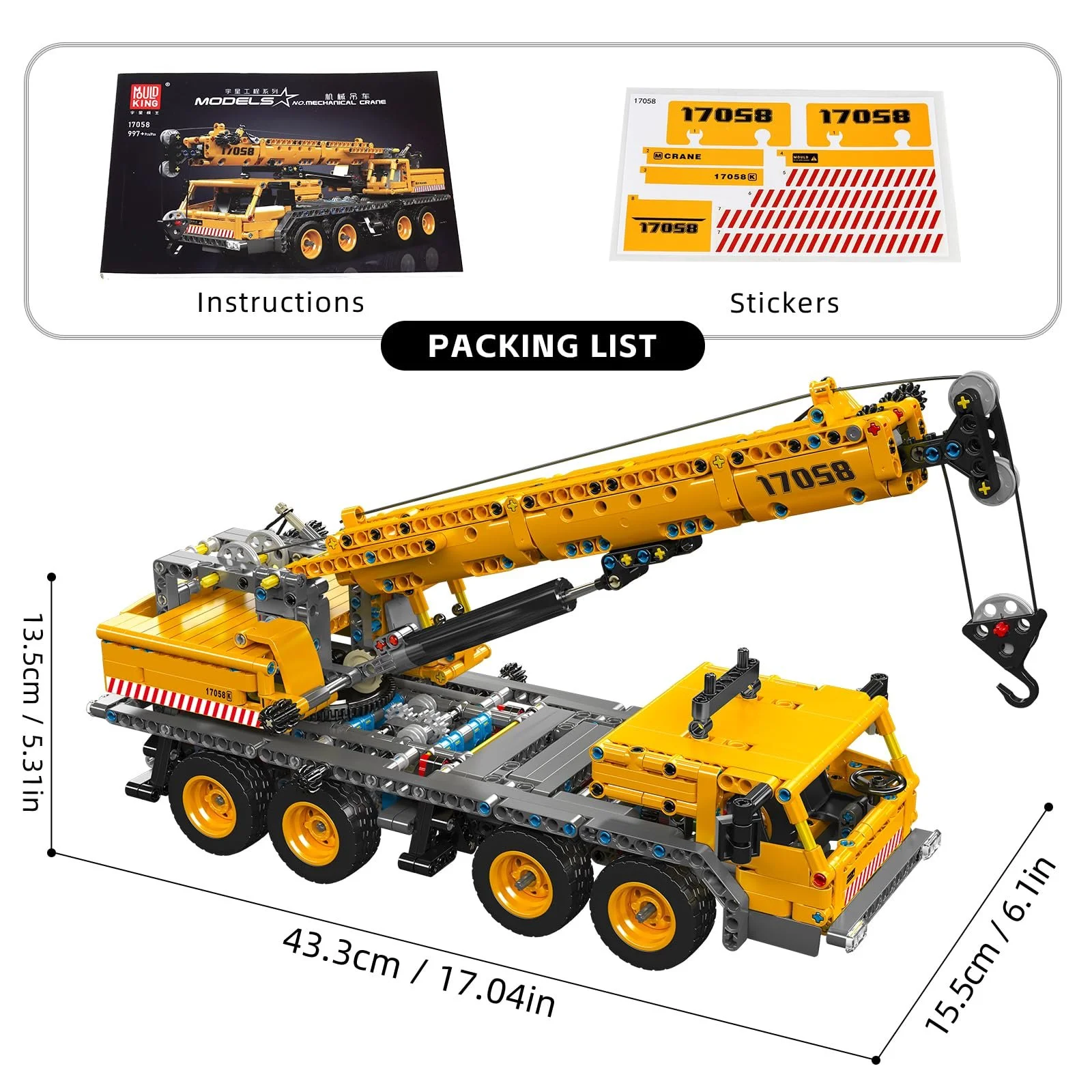 Конструктор Тип Mould King Technik 17058 Кран-Вантажівка 997 деталей, фото №5