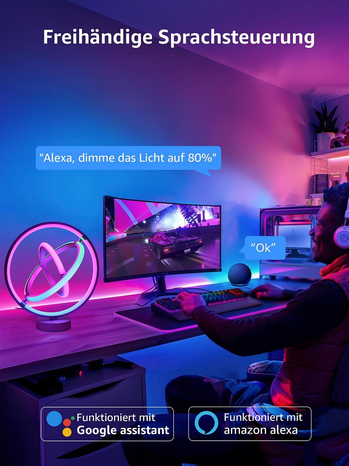 Розумна настільна лампа Lepro TB1 AI Light Designer RGB+IC Alexa/Google, фото №8