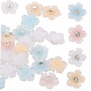 Украшения для ногтей Цветы FRCOLOR 5 шт. Разноцветные и блестящие аксессуары для маникюра со стразами synthetic.ua - Фото 1