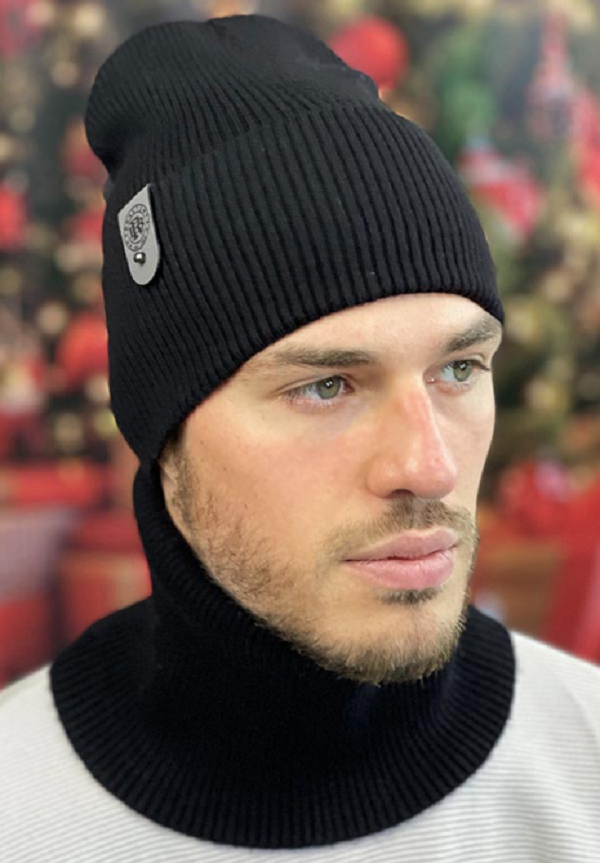 Комплект Braxton шапка вязаная мужская + снуд черный (Алисон 700W), фото №1 Комплект Braxton шапка вязаная мужская + снуд черный (Алисон 700W), фото №1