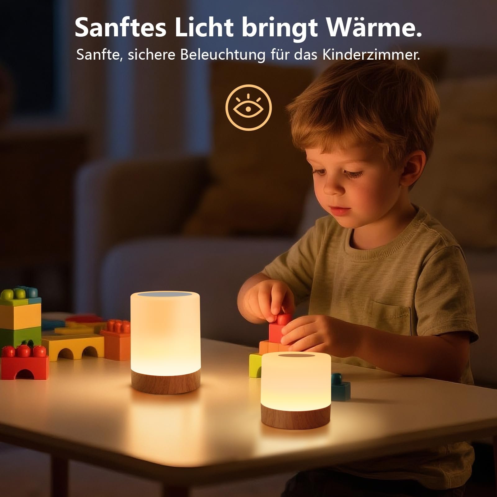 Настільна лампа-нічник LED Бездротова Сенсорна 13 кольорів Акумуляторна USB Таймер Дерево, фото №3