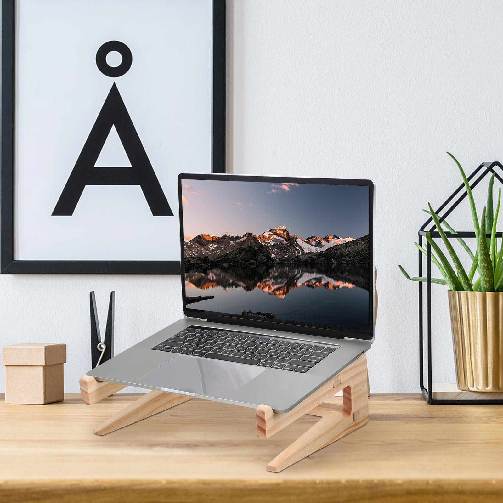 Подставка для ноутбука деревянная эргономичная с циркуляцией воздуха стабильная, фото №6