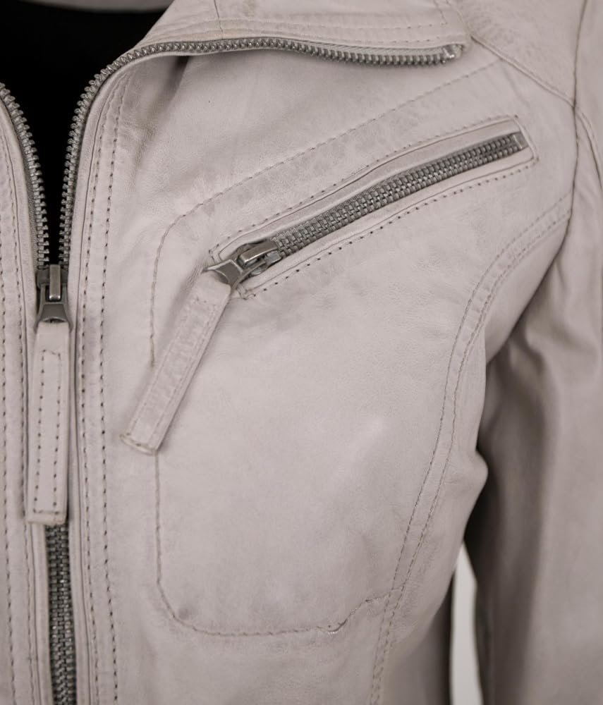 Жіноча куртка зі шкіри ягняти наппа Otto Kern Off White, фото №4