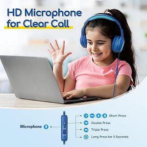 Навушники EarFun Over-Ear Children's з кабелем 85/94 дБ обмежувач гучності складні регульовані стереозвук HD мікрофон аудіо обмін Синій synthetic.ua - Фото 1