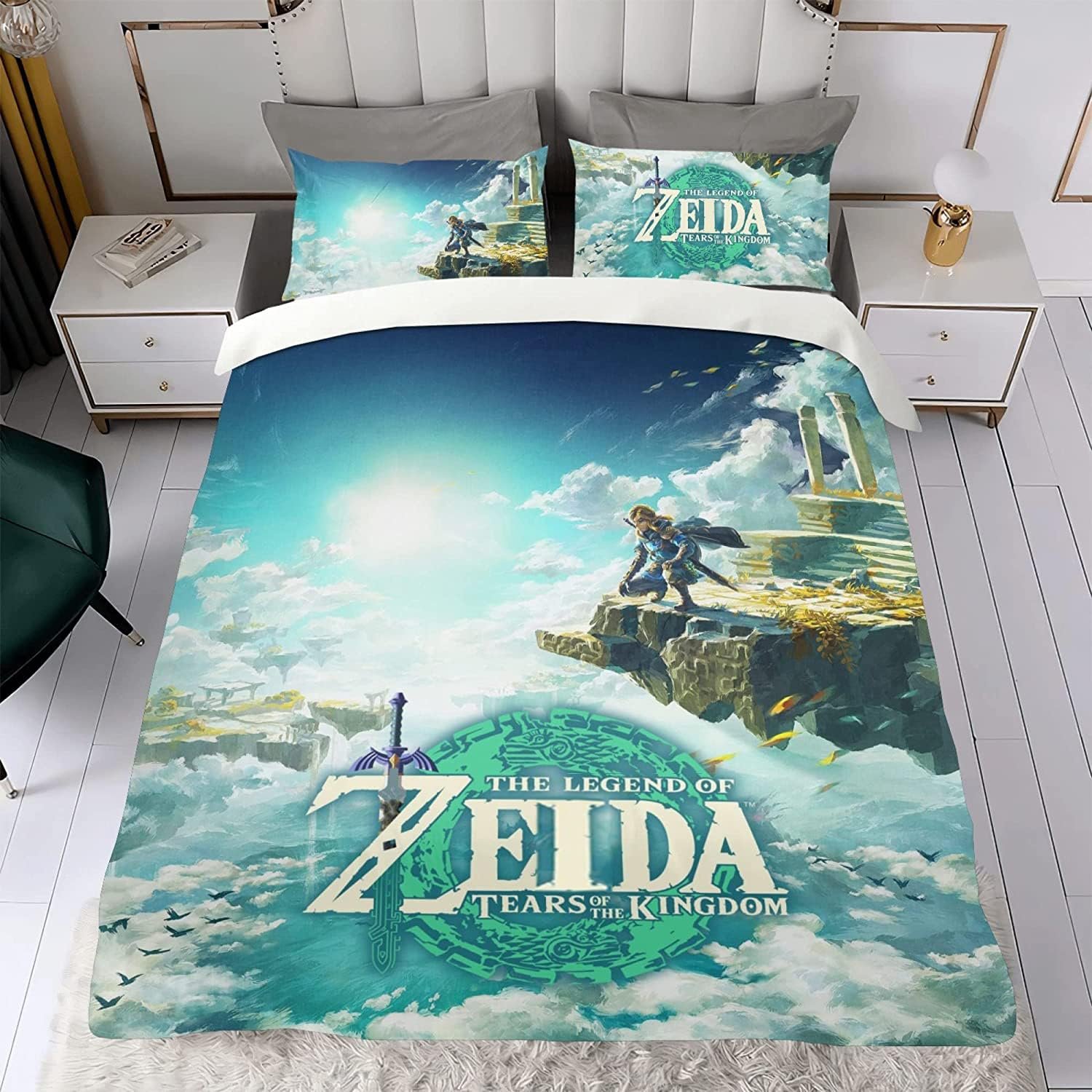 Постельное белье Zbeiba Kingdem Taer 135 x 200 см, комплект 3 предмета, со скрытой молнией, из микрофибры, всесезонный (A1, 135 x 200 + 2 x 80 x 80 см), фото №3