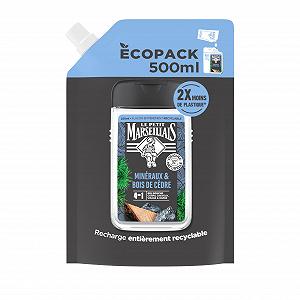 Гель для душа (сменный блок) Le Petit Marseillais Men Minerals & Cedar Wood 4-в-1 500 мл - Фото 1