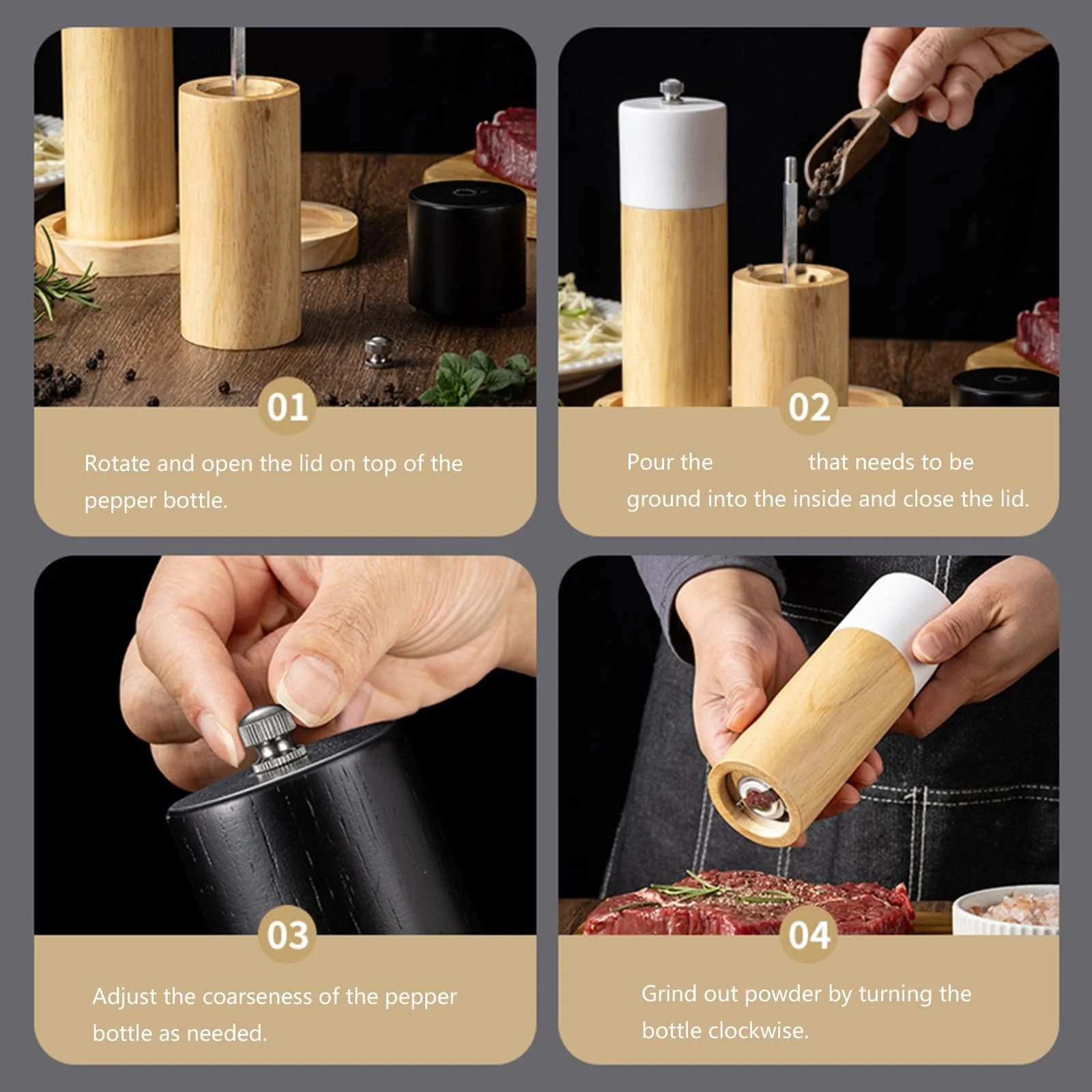 Мельница для специй Деревянная Черная, фото №3 Мельница для специй Деревянная Черная, фото №3