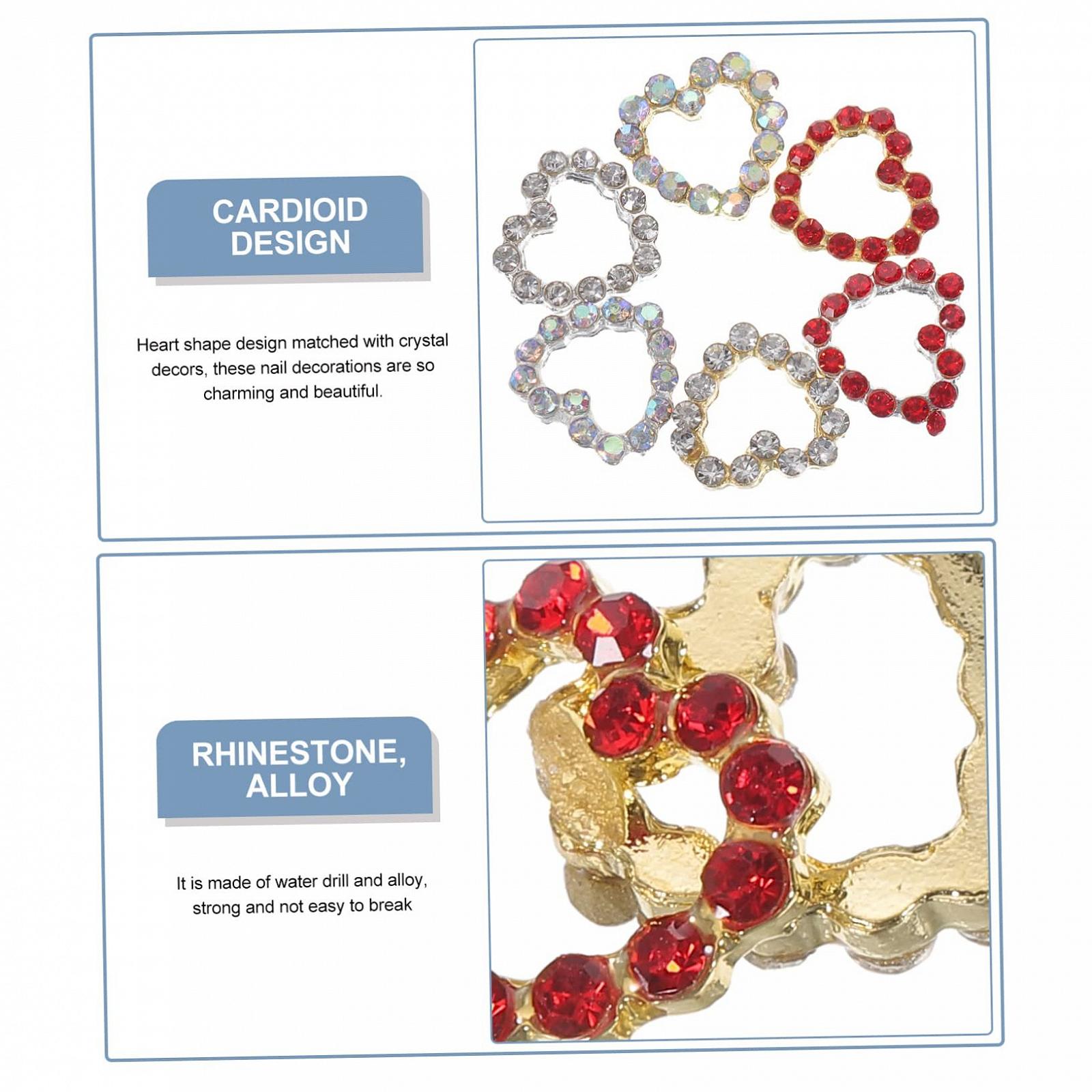 Стрази Beavorty Прикраса для нігтів Серце 60 шт. Різнокольорові кристали, фото №6