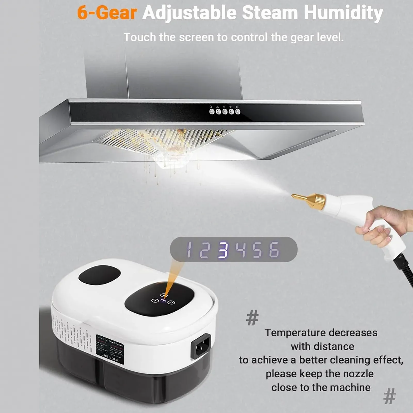 Пароочисник Naroote 2500 Вт з 6 рівнями регулювання 220 В EU Plug, фото №5