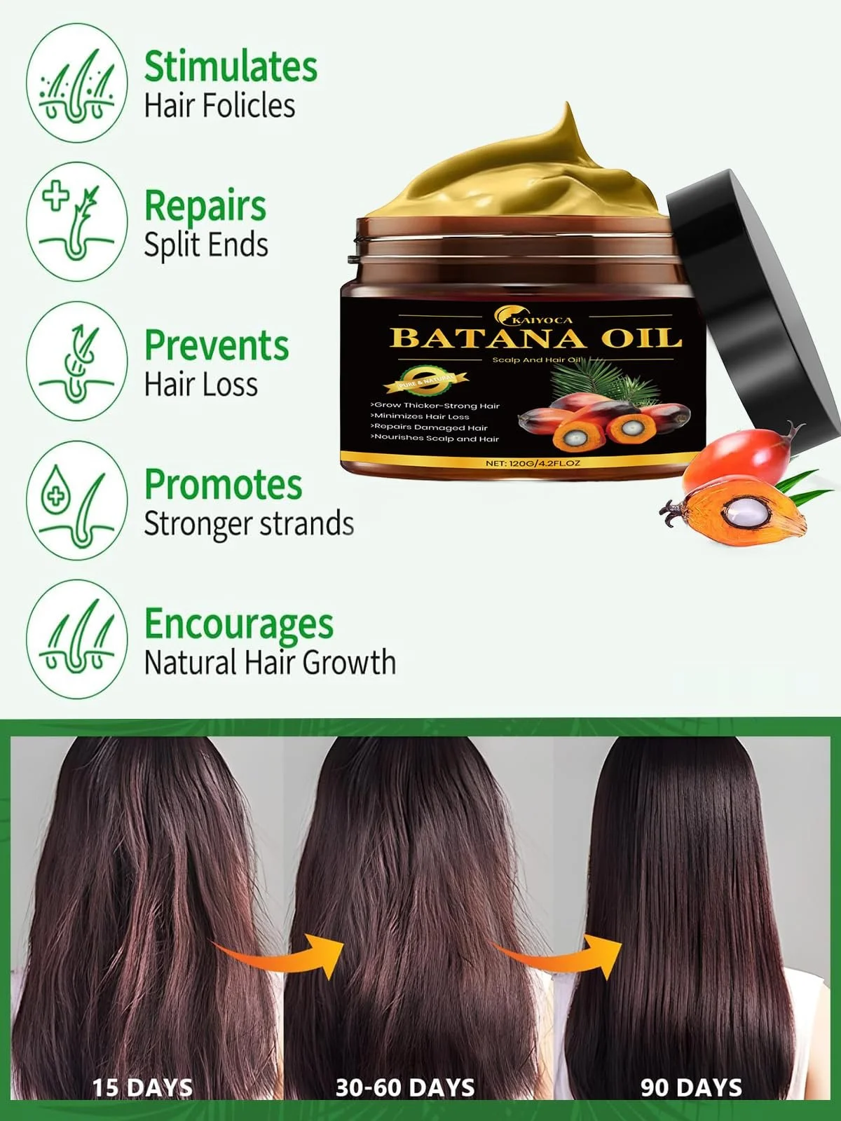 Олія Batana для росту волосся, Нерафінована олія Batana з тропічних лісів Гондурасу 4.2 унції, фото №5