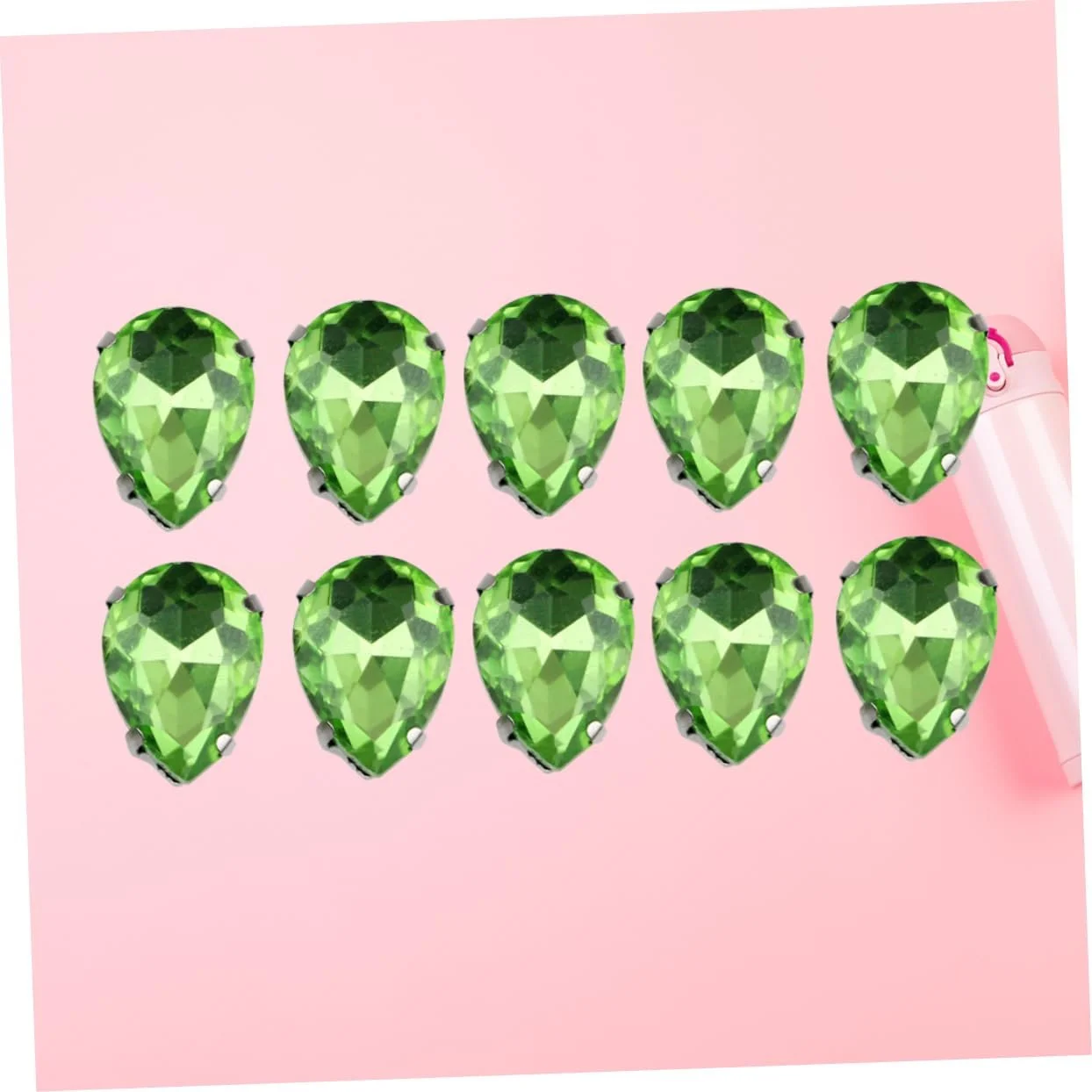 Стрази Крапля COHEALI Скло для шиття, світло-зелений, 50 шт, фото №3