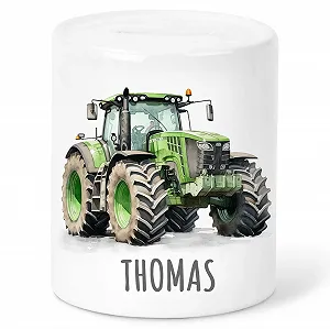 Скарбничка Трактор Керамічна Зелена - Фото 1