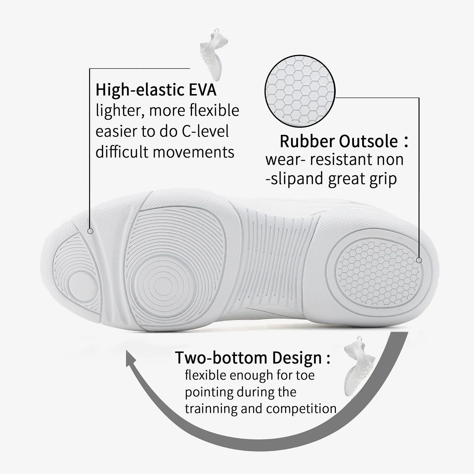 Кроссовки для черлидинга Детская Кроссовки для черлидинга для девочек Танцевальные гимнастические кроссовки Безопасные гибкие тренировочные туфли Теннисные кроссовки, фото №6