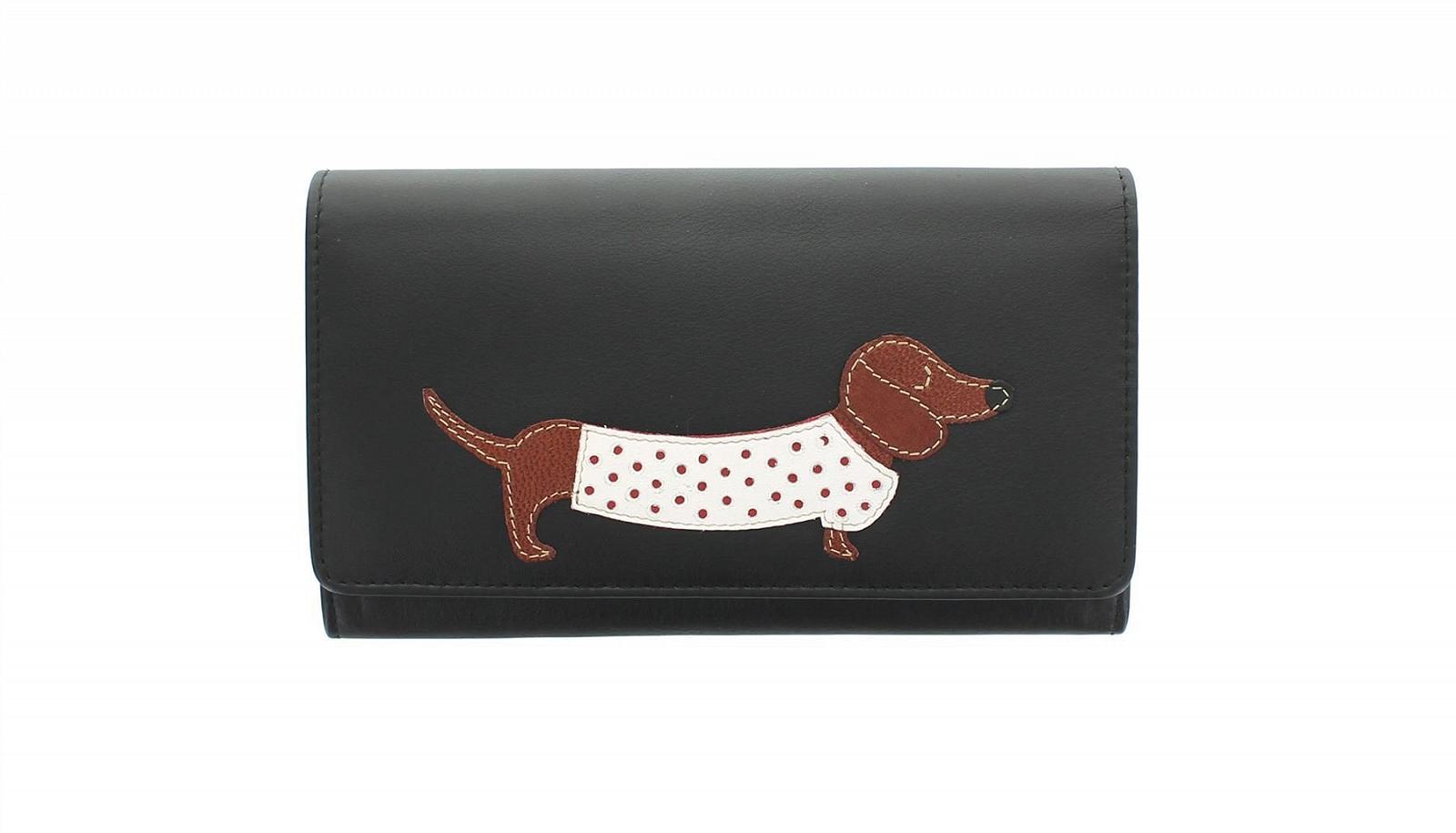 Кошелек кожаный Mala Leather BEST FRIENDS Collection Sausage Dog 3304_65 Черный, фото №1