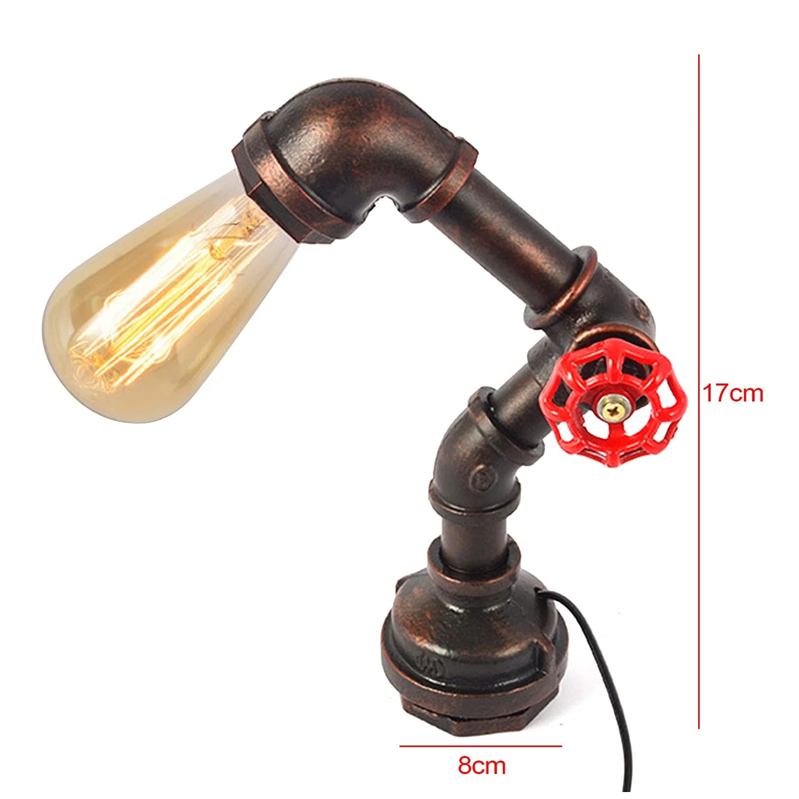 Настільна лампа Vintage Retro Industrial Steampunk E27 Залізна антикварна база, фото №5