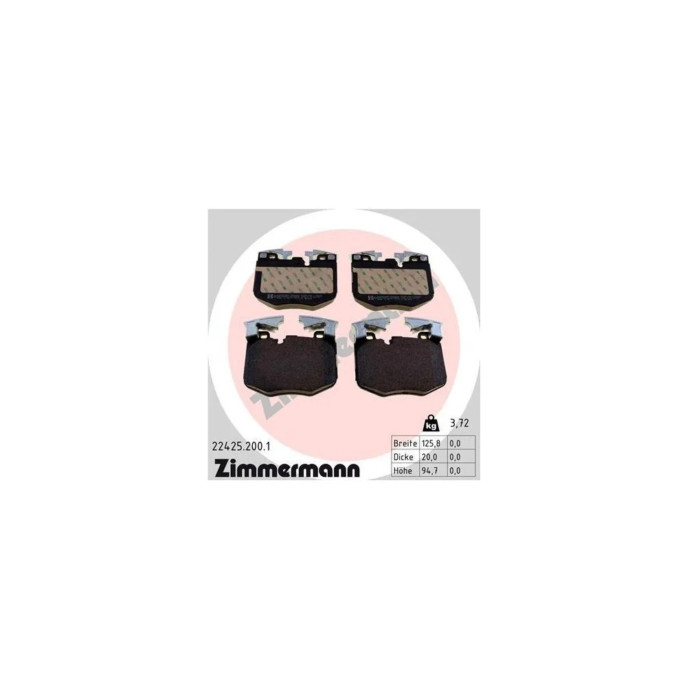 Комплект гальмівних колодок, дискові гальма ZIMMERMANN 22425.200.1 для BMW TOYOTA, фото №1