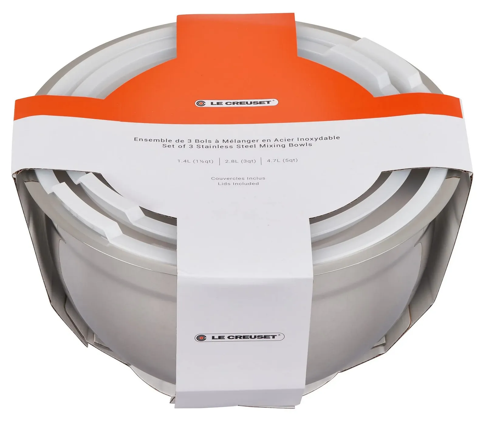 Набір чаш для змішування LE CREUSET 41901000010000 3 штуки з нержавіючої сталі з кришкою, фото №5