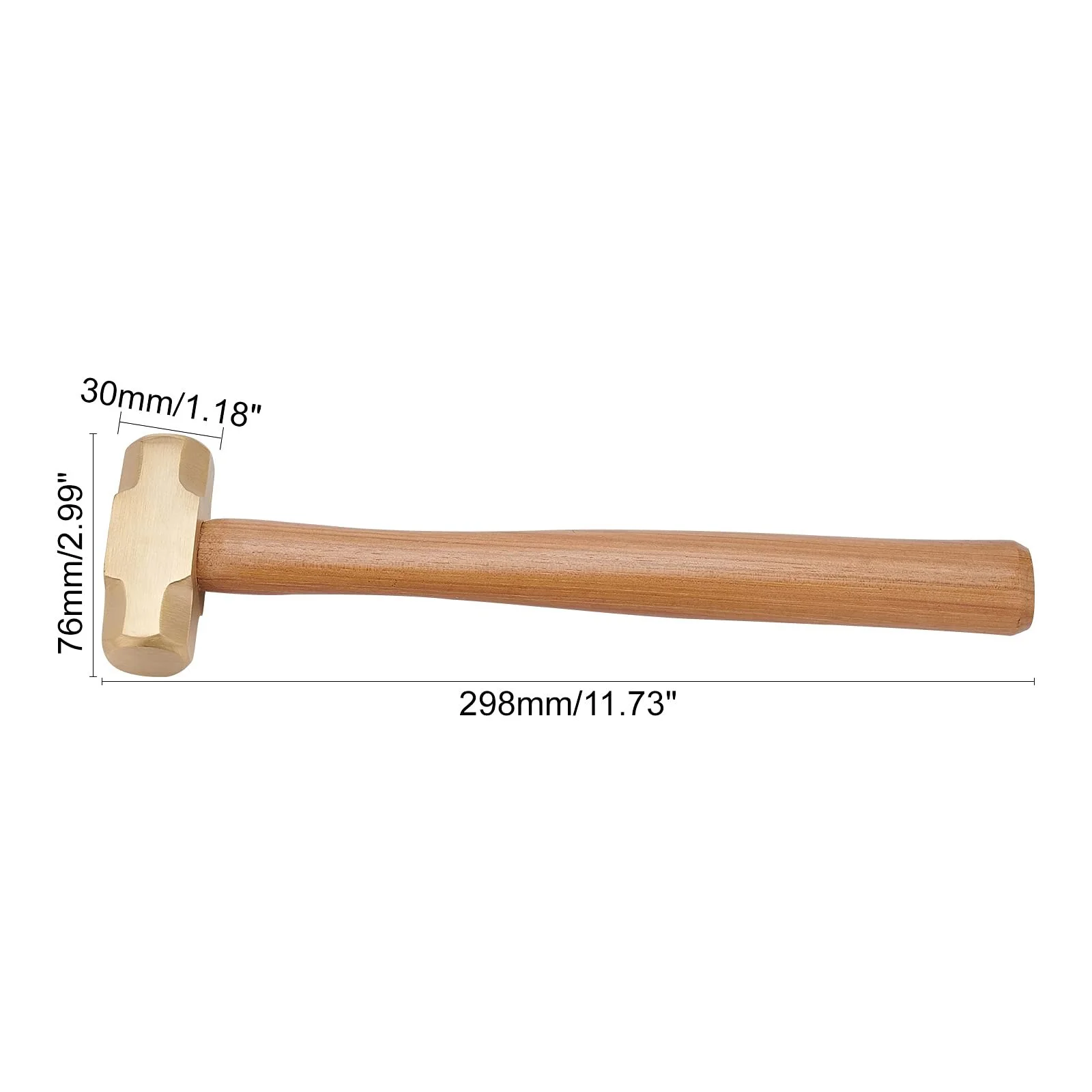 Молоток PH PandaHall латунный 1 фунт с деревянной ручкой для металлообработки 29.8 x 7.6 x 3 см, фото №2 Молоток PH PandaHall латунный 1 фунт с деревянной ручкой для металлообработки 29.8 x 7.6 x 3 см, фото №2