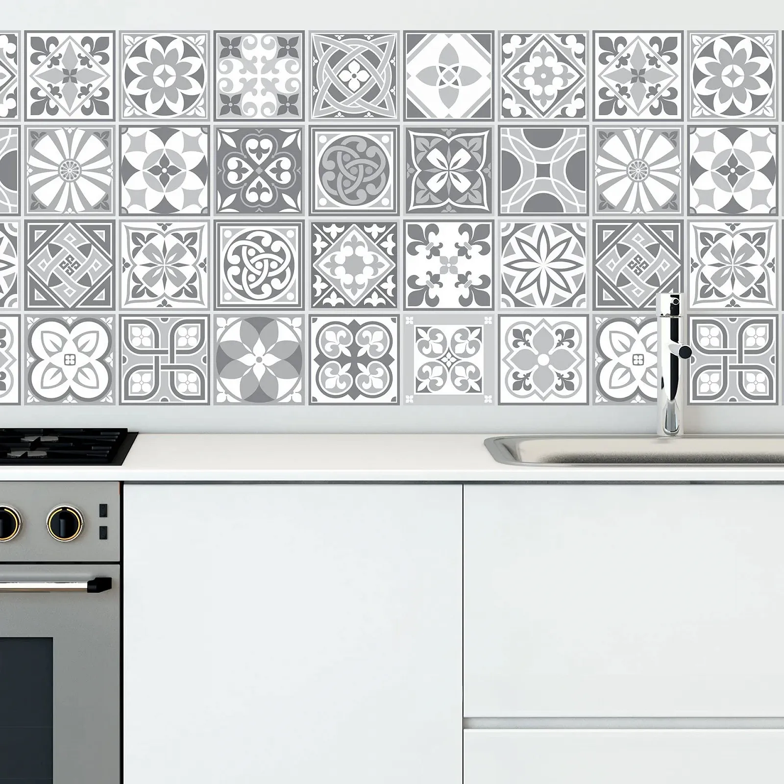 Самоклеюча плитка WALPLUS Kitchen 15 x 15 см Purbeck Stone White Grey 24 шт., фото №3 Самоклеюча плитка WALPLUS Kitchen 15 x 15 см Purbeck Stone White Grey 24 шт., фото №3