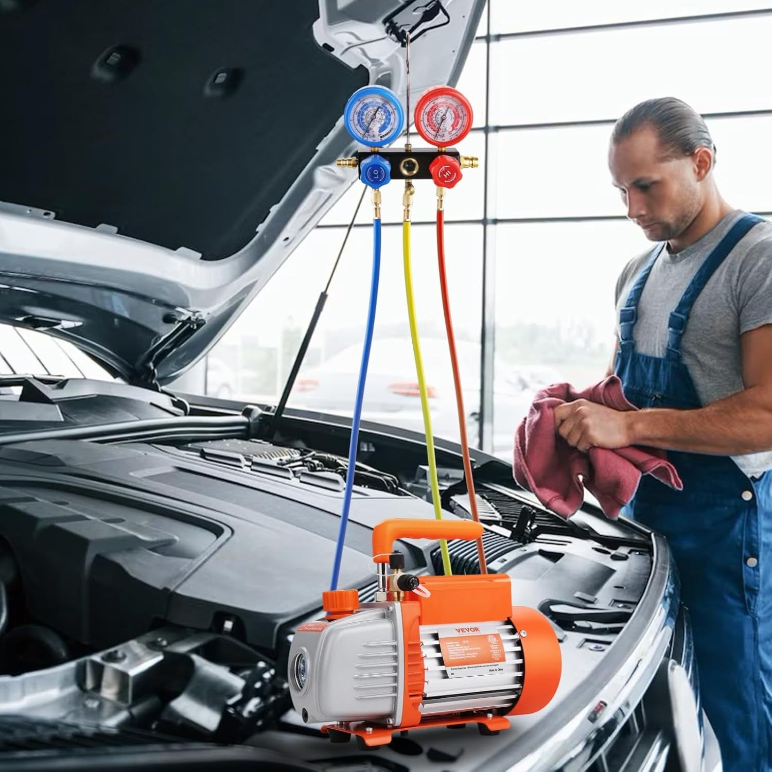 Одноступенчатый вакуумный насос VEVOR TW-1K Orange, фото №6