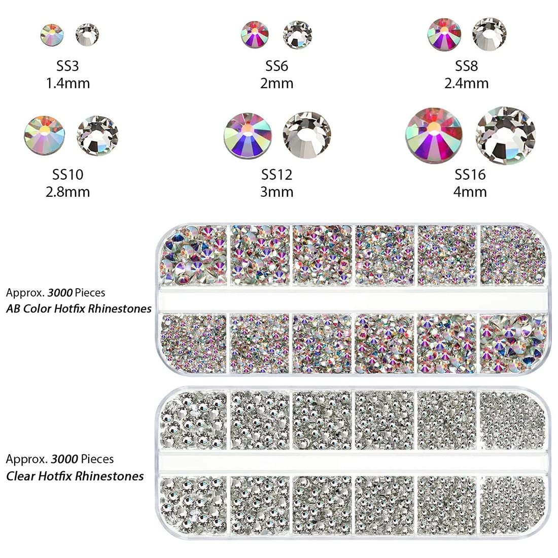 Стразы для ногтей 5256 штук Блестки для ногтей с кристаллами и бриллиантами для рисования ногтей, включая карандаши для страз и инструменты для подбора страз, фото №4