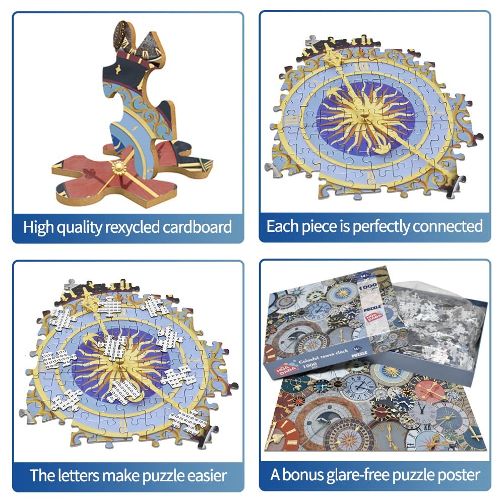 Пазли HUADADA Impossible 1000 елементів Барвистий годинник Різнокольорові, фото №3