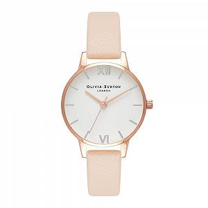 Аналоговий годинник Olivia Burton Жіночий Колекція Білий циферблат з червоним шкіряним ремінцем OB16MDW21, Рожевий (Білий циферблат), Класичний - Фото 1