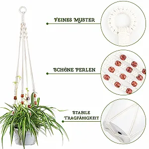 Підвісні кошики макраме Petutu Boho Набір 4 шт. Натуральна бавовна synthetic.ua - Фото 1