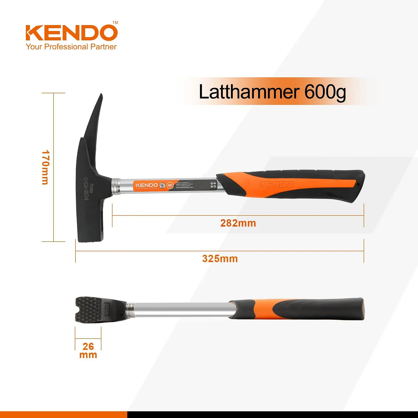 Кровельный молоток KENDO 600 г стальная головка магнитный держатель гвоздей гвоздодер стальная трубчатая рукоятка, фото №3 Кровельный молоток KENDO 600 г стальная головка магнитный держатель гвоздей гвоздодер стальная трубчатая рукоятка, фото №3