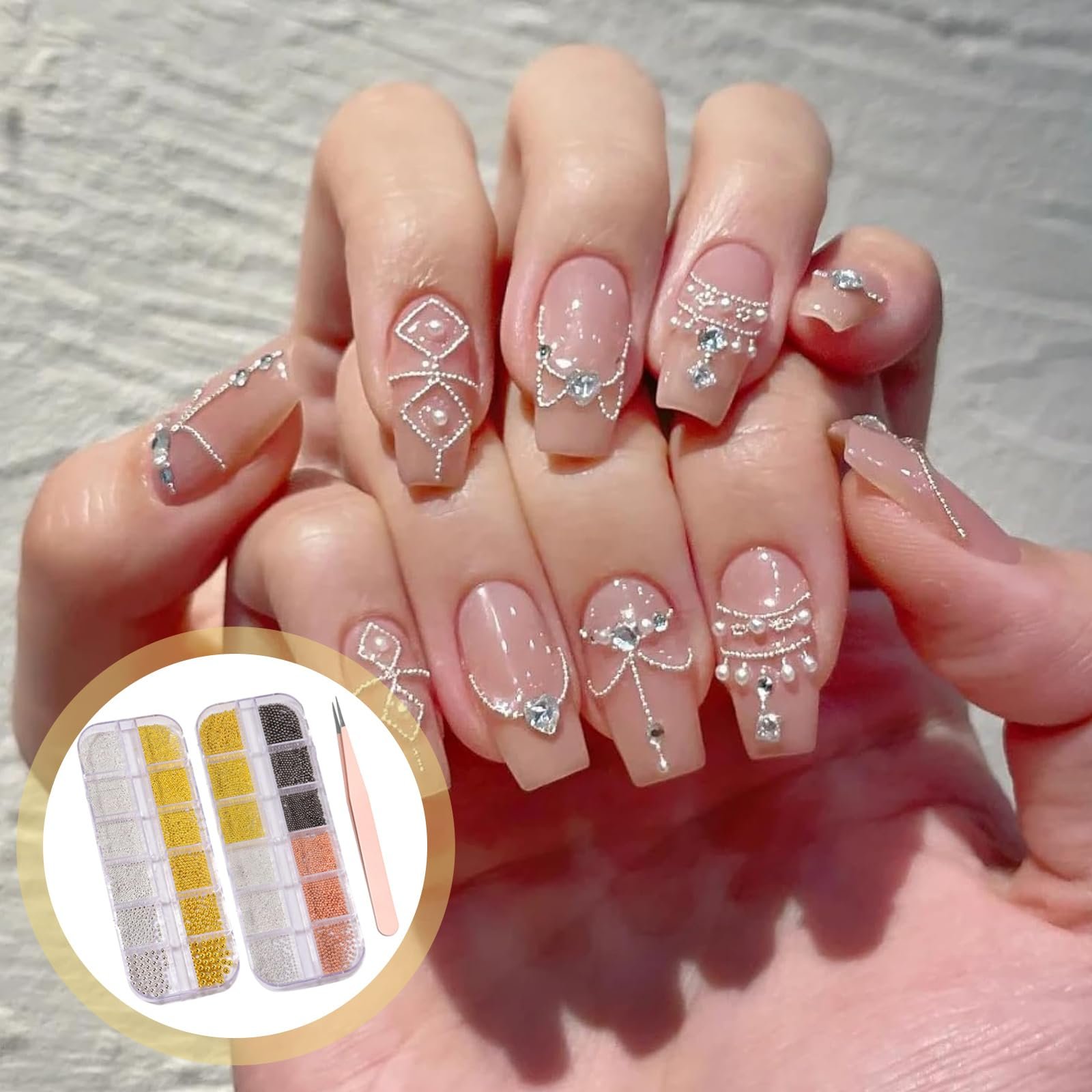 Ікра для нігтів 2 коробки, включно з пінцетом, фото №6