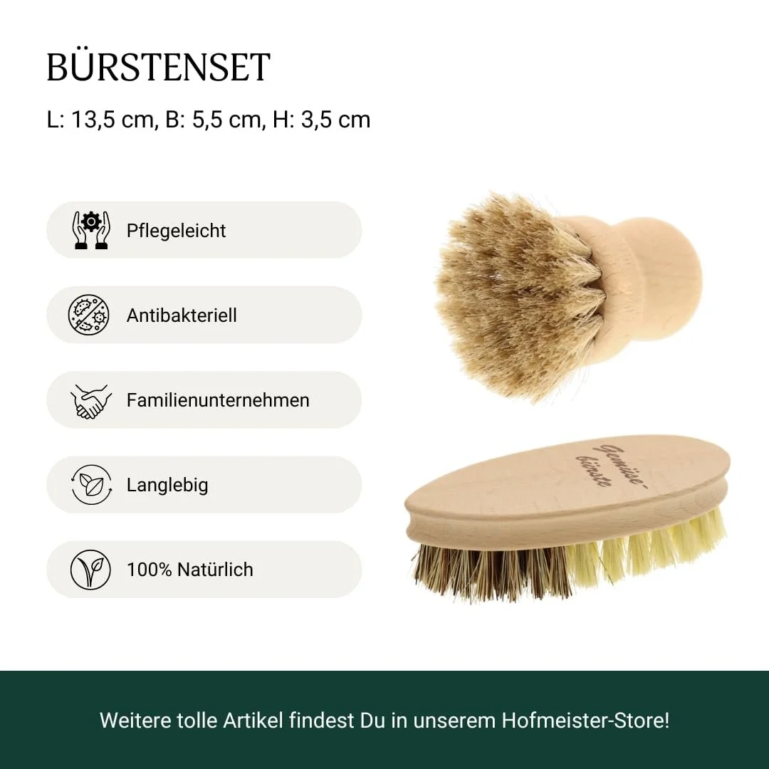 Набір щіток для грибів та овочів HOFMEISTER Beech Wood Soft Horsehair Fibre & Union, фото №4