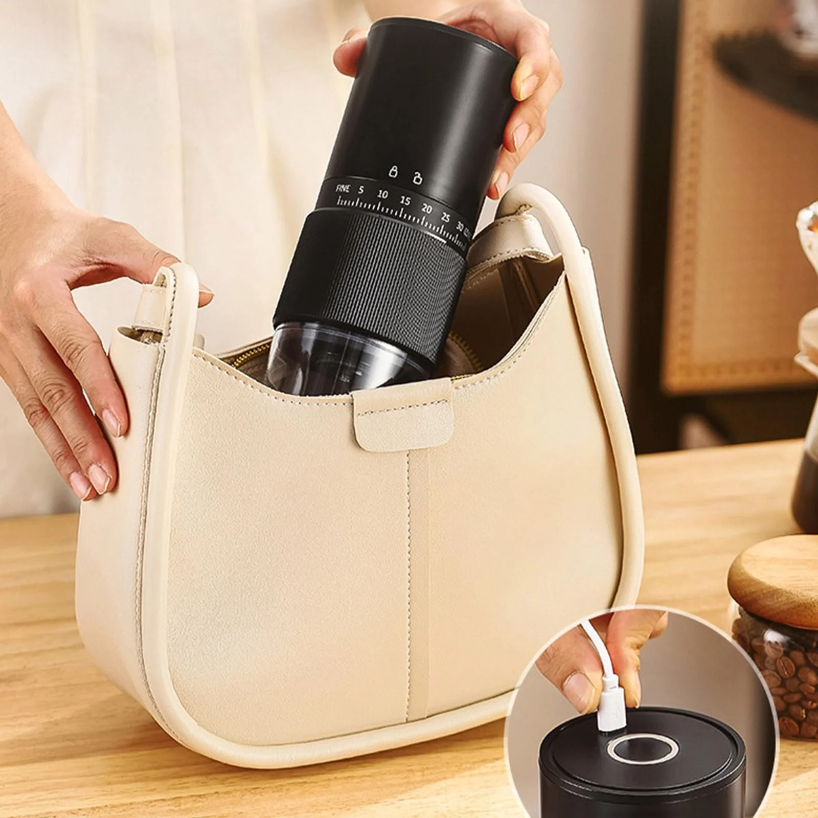 Ручная кофемолка ABS текстура для легкого измельчения на открытом воздухе, фото №7