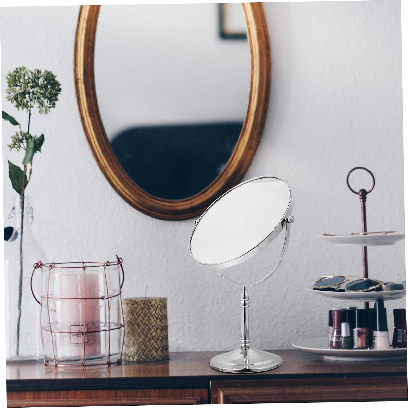 Зеркало Angoily Двухстороннее Косметическое Двухстороннее с линзами с подсветкой Металлическое Черное Портативное Поворотное, фото №3 Зеркало Angoily Двухстороннее Косметическое Двухстороннее с линзами с подсветкой Металлическое Черное Портативное Поворотное, фото №3