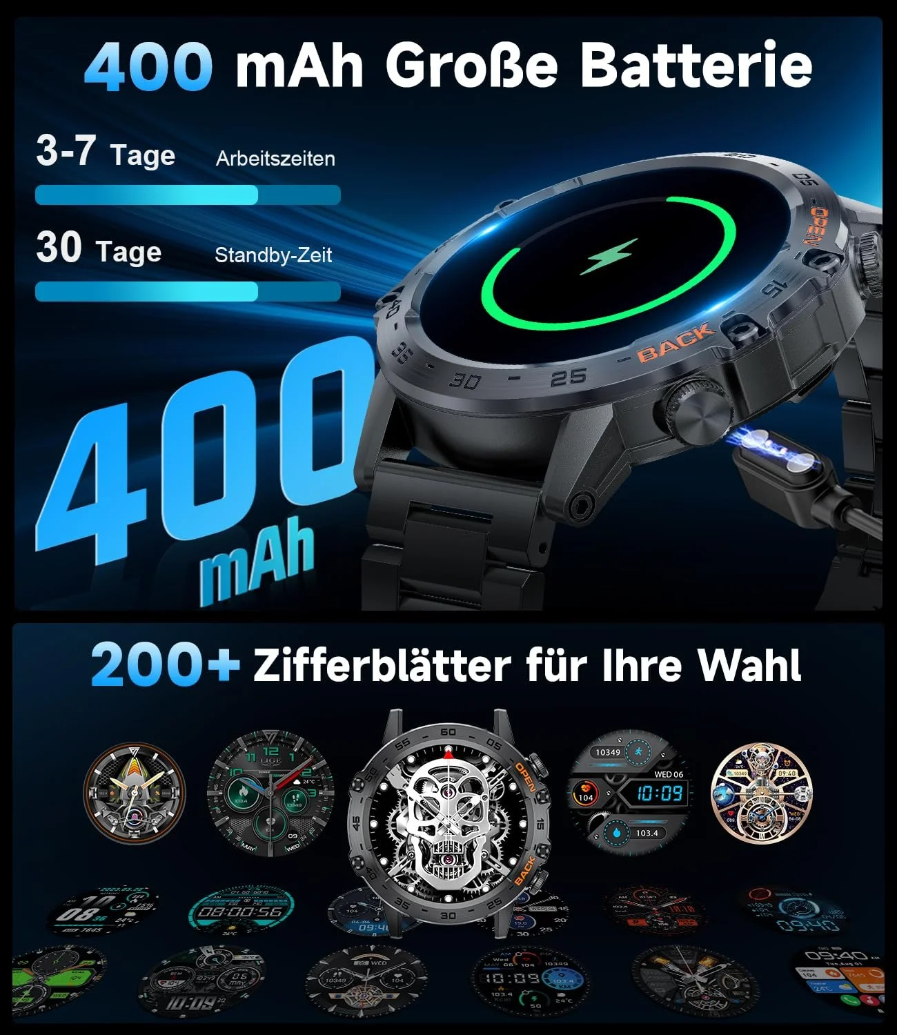 Смарт-годинник SUNKTA Чоловічий Black Stainless Steel, фото №4 Смарт-годинник SUNKTA Чоловічий Black Stainless Steel, фото №4