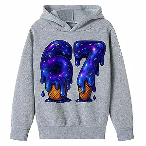 Худи с мемом 67 Six Seven для подростков, с длинными рукавами, с капюшоном и принтом 67, повседневные свободные свитшоты, подростковая уличная одежда, модный джемпер для девочек и мальчиков - Фото 1