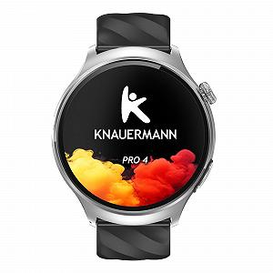 Смарт-часы Knauermann PRO 4 ECG Health Watch с функцией телефона, серебристый корпус, черный силиконовый ремешок synthetic.ua - Фото 1