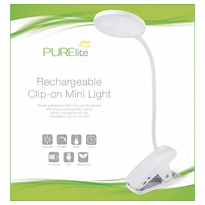 Настільна світлодіодна лампа-прищіпка PURElite акумуляторна гнучка регульована шийка білий synthetic.ua - Фото 1