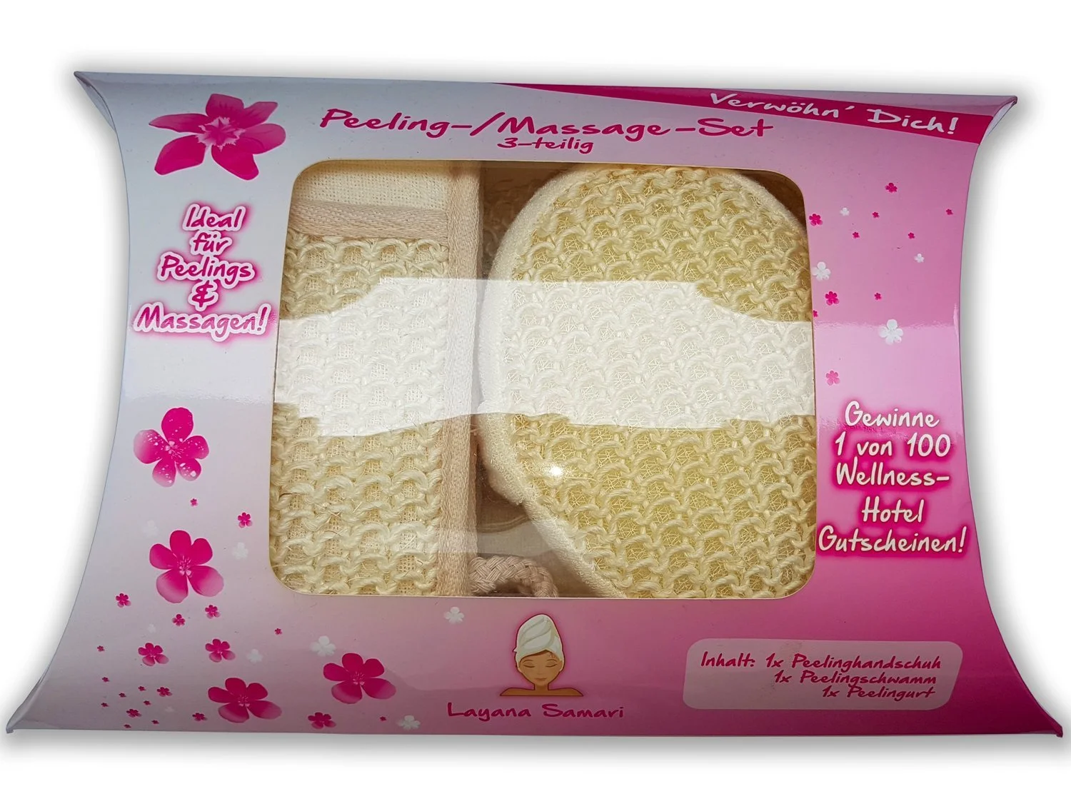 Набір для пілінгу (3 шт.) - рукавичка для пілінгу, ремінь для пілінгу, спонж для пілінгу, фото №2