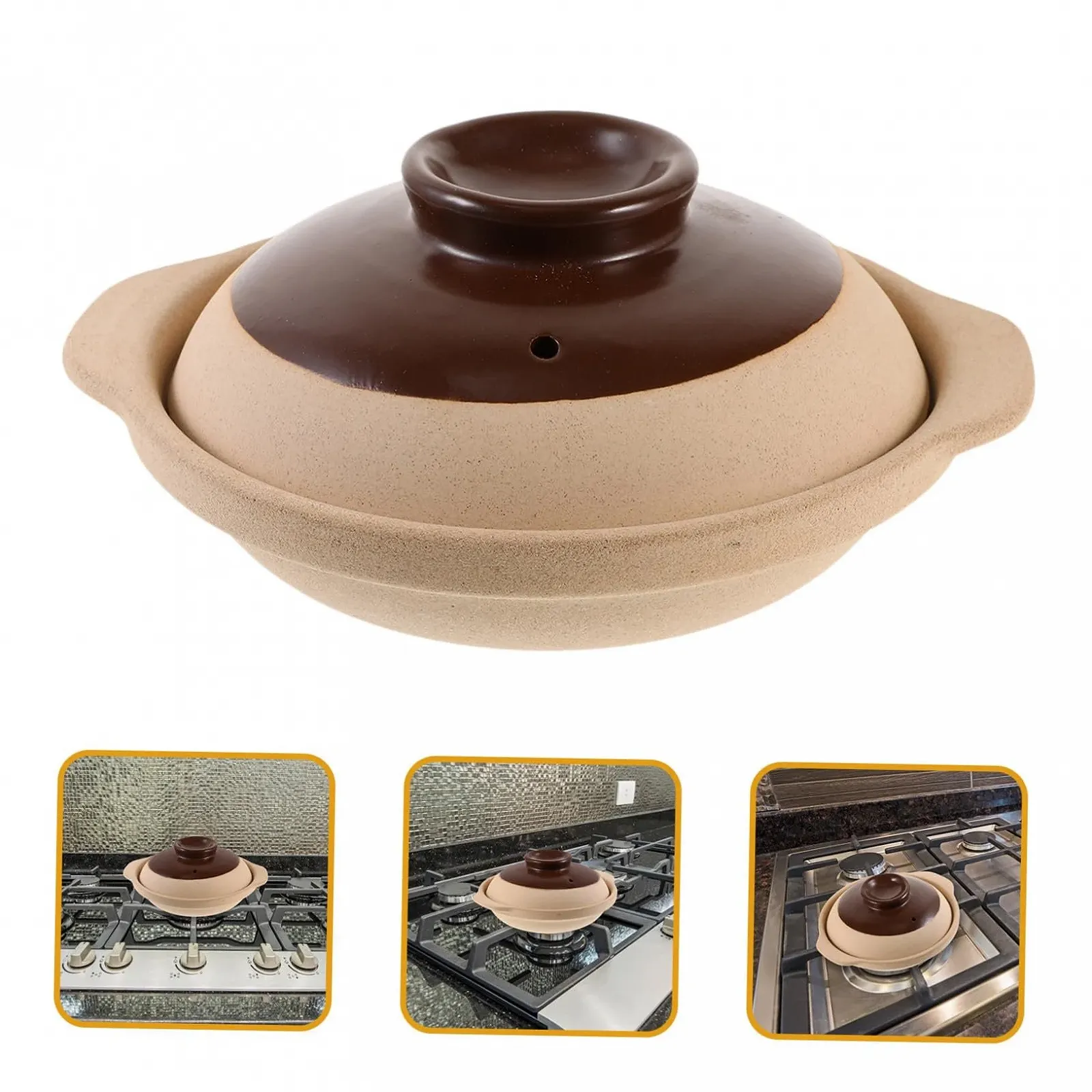 Горшок керамический с крышкой термостойкий для газовых плит, фото №3
