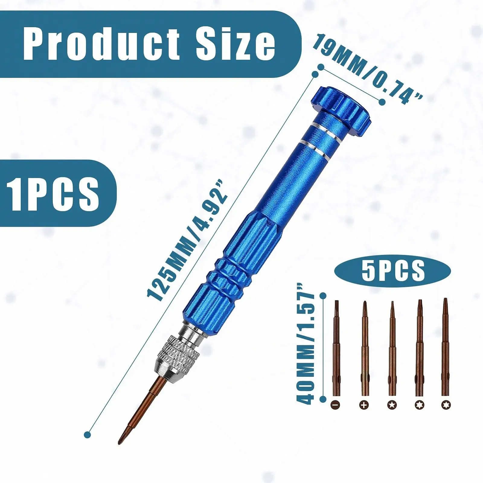 Набір викруток Mini 5-в-1 багатофункціональний з плоским шліцом з нержавіючої сталі для ремонту комп'ютерів, фото №2